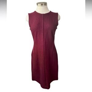 HOBBS LONDON WOOL DRESS BURGUNDY SIZE 4